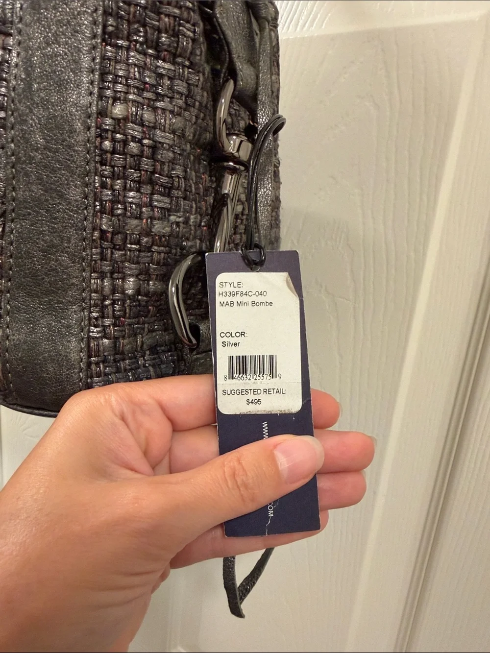 Rebecca Minkoff Mab Mini Bombe Metallic Leather & Tweed Satchel